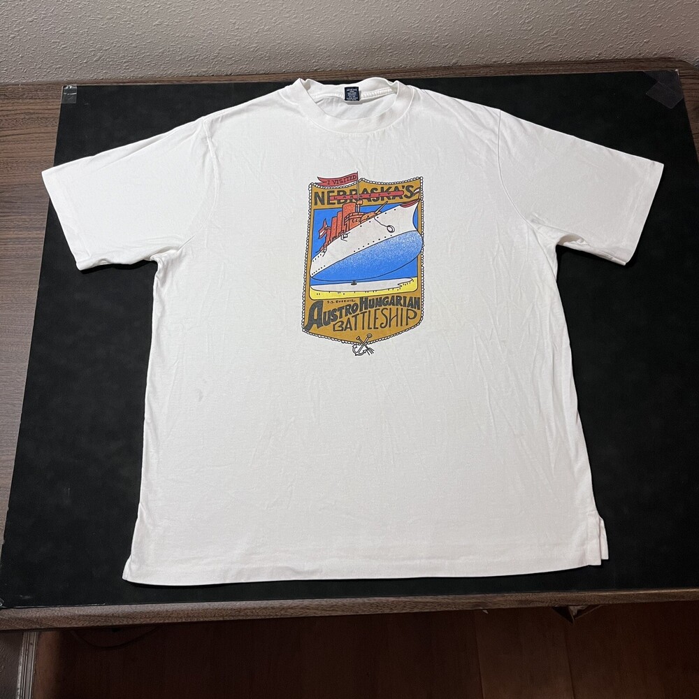 Vintage WWII Pearl Harbor Battleship Shirt Hawaiian USS Carrier Class Nebraska